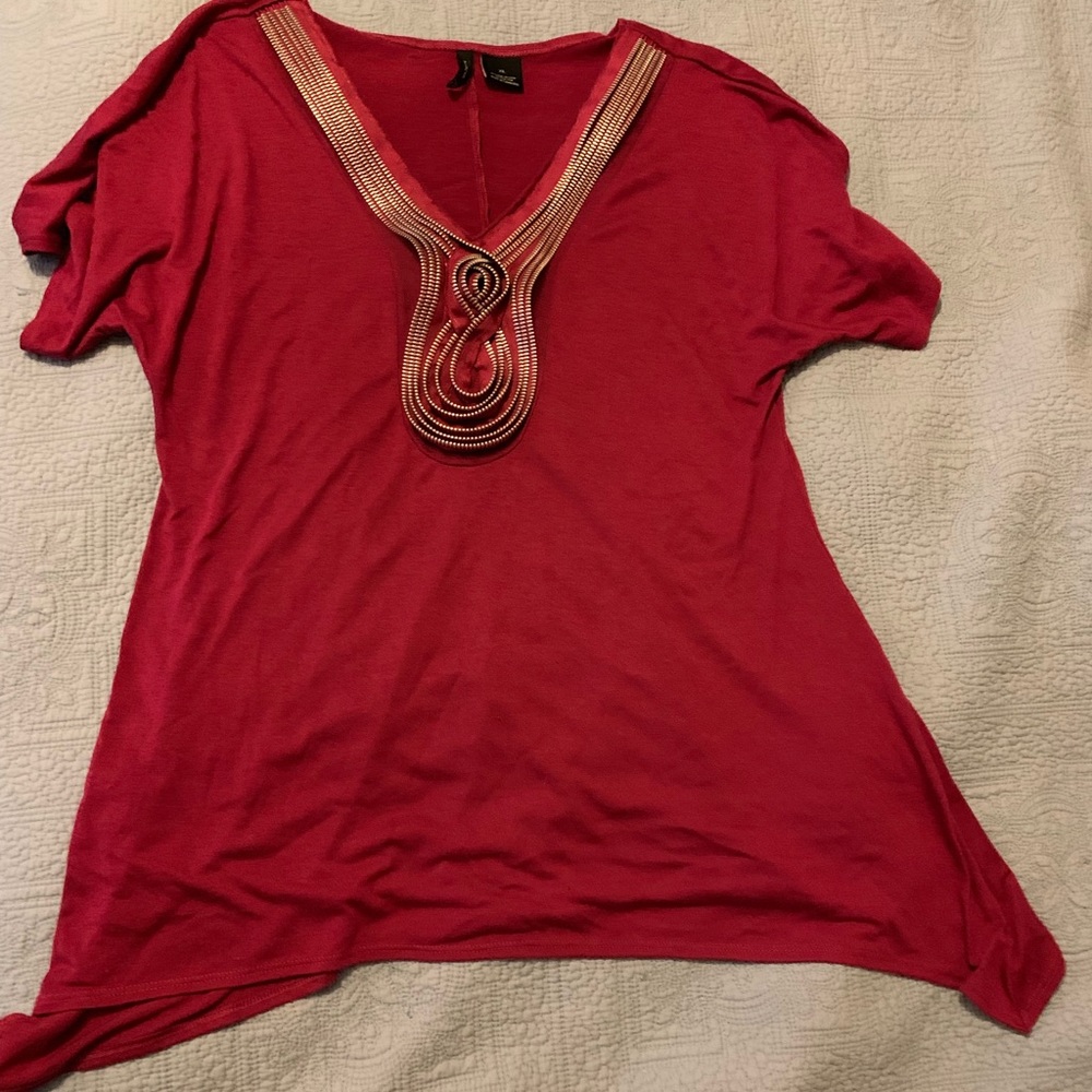 Purple-y pinkish maroon blouse with zipper detail